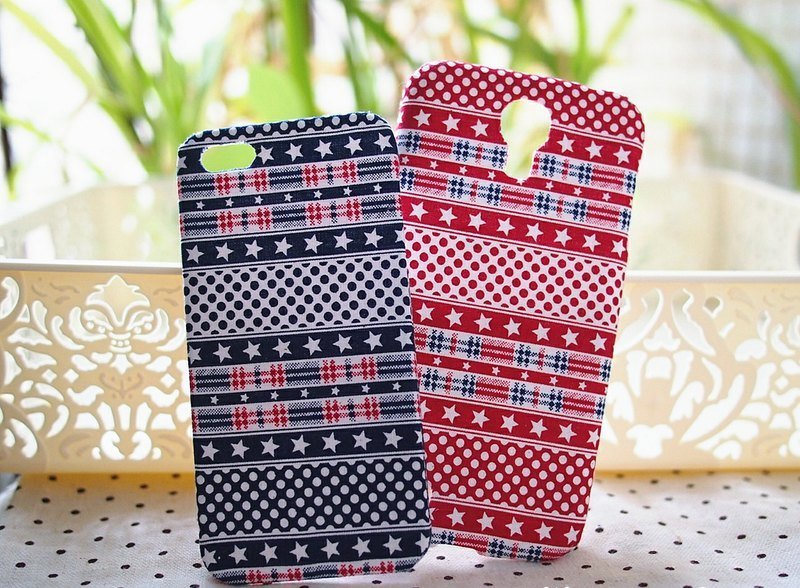 布艺 美国风蓝色 / 红色星条手机壳 情侣款 保护壳 Apple Iphone5 s Samsung Galaxy S4