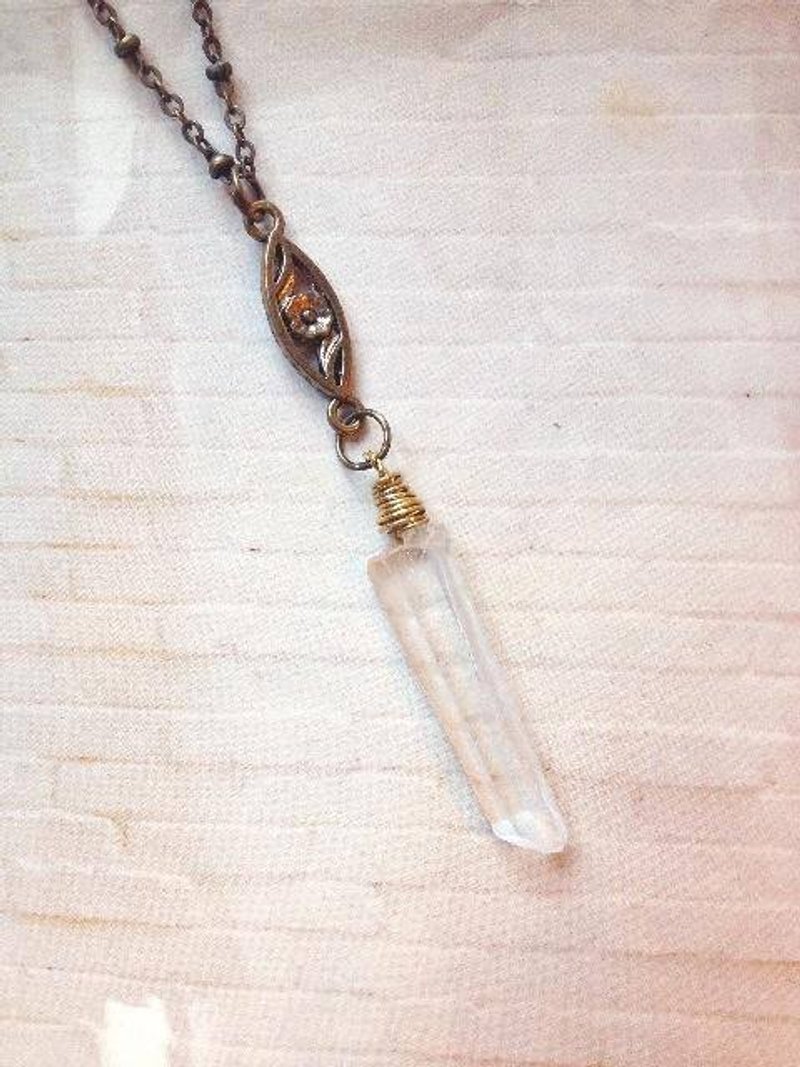 天然白水晶 原石冰柱项链