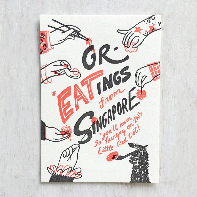 Greatings from Singapore Letterpress Postcard