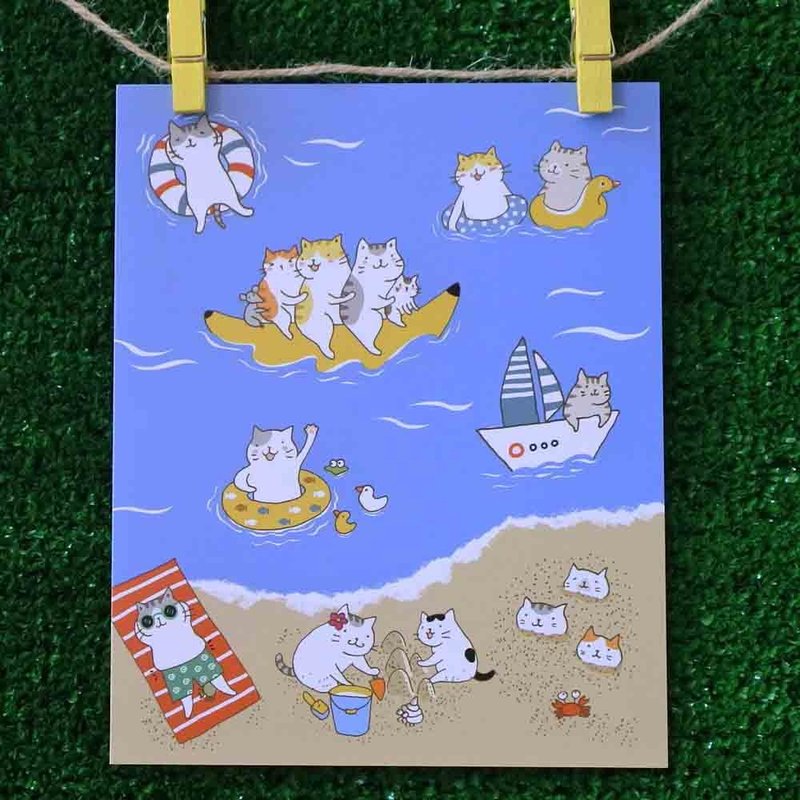 三猫小铺猫咪插画明信片(画家:猫小姐) – 海猫咪