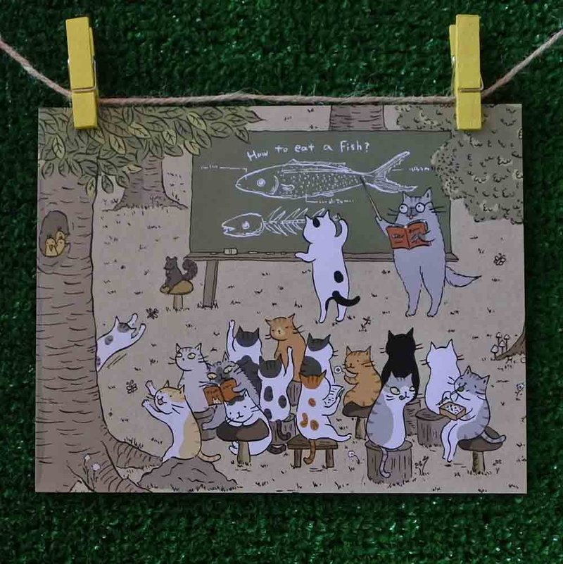 三猫小铺猫咪插画明信片(画家:猫小姐) – 森林小学