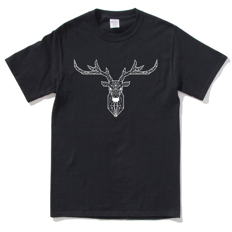 Deer Geometric 男女短袖T恤 黑色 几何 鹿 宇宙 设计 自创 品牌 银河系 时髦 圆 三角形