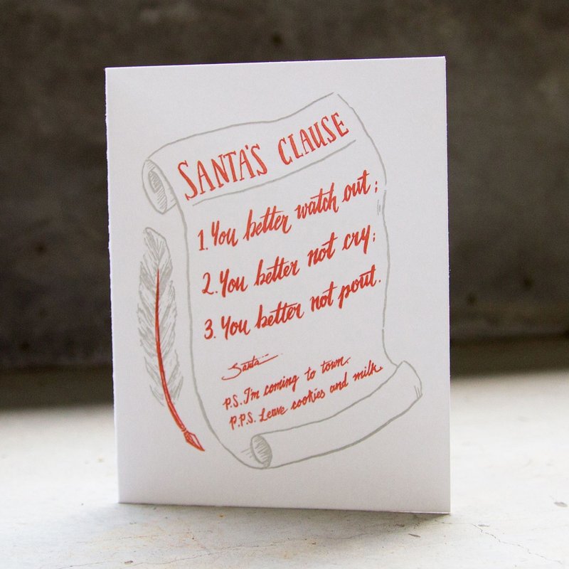 Santa's Clause Letterpress Christmas Card