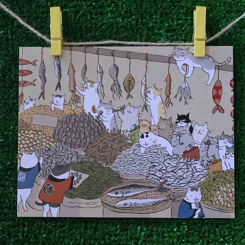 三猫小铺猫咪插画明信片(画家:猫小姐) – 办年货