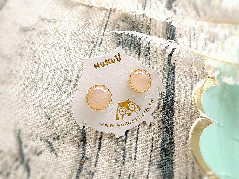 HUKUROU简约天然石耳环-粉金