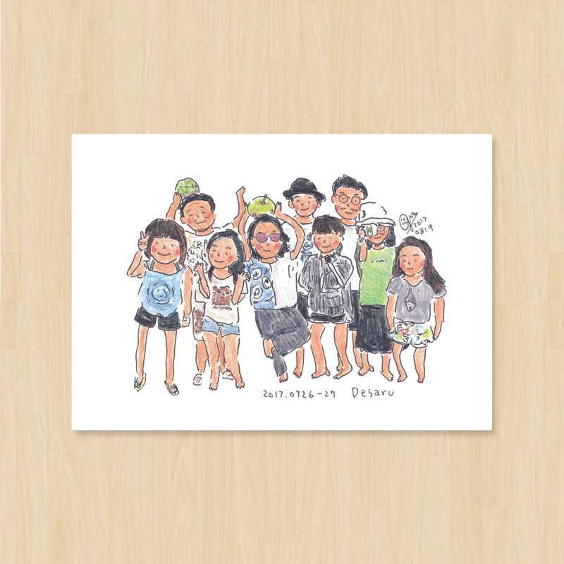 插画人像似颜绘 / 多人 / 句点明信片