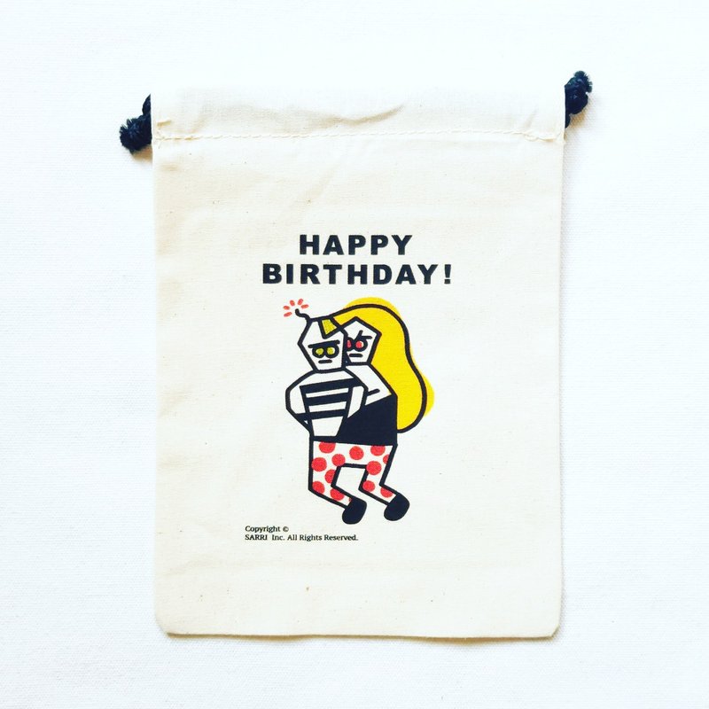 束口袋 HAPPY BIRTHDAY帆布袋 托特包 环保袋 饮料袋 手提包