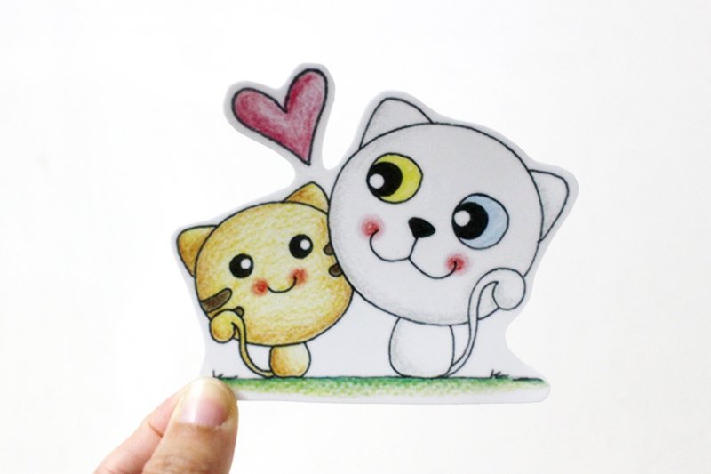 防水贴纸(大)_猫咪情侣