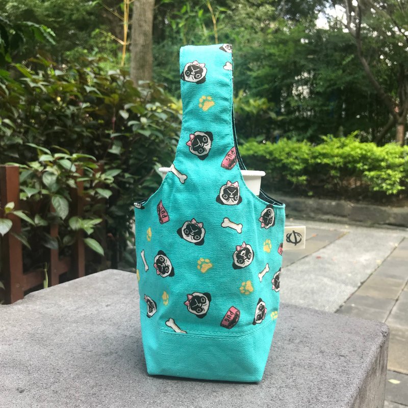 呆萌巴哥犬/防水饮料提袋/冰霸杯/早餐袋/