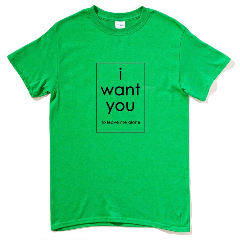 i want you to leave me alone 男女 短袖T恤 绿色 文字 英文