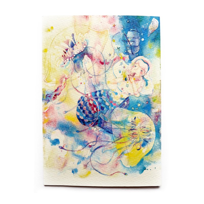 【水彩插画明信片】一千零一夜.当一个蓝色的他在旅行系列