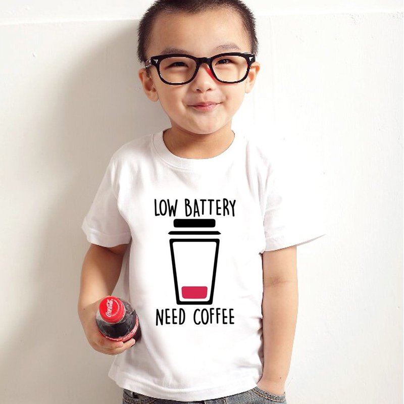 LOW BATTERY NEED COFFEE 儿童短袖T恤 白色 咖啡 文青 文创 【现货】童装婴幼儿 110cm~150cm