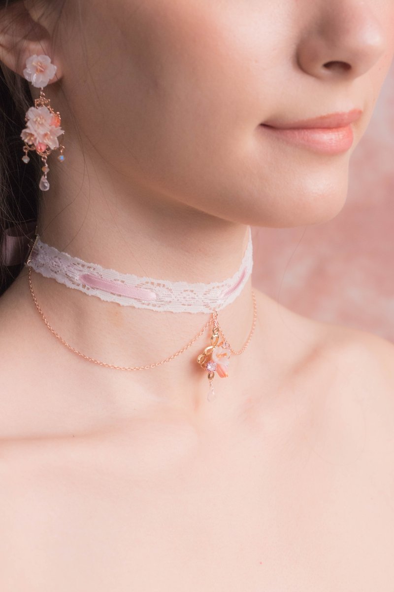 溢樱BLOSSOM : 初樱樱绯项链 - Pamycarie 手工制作饰品