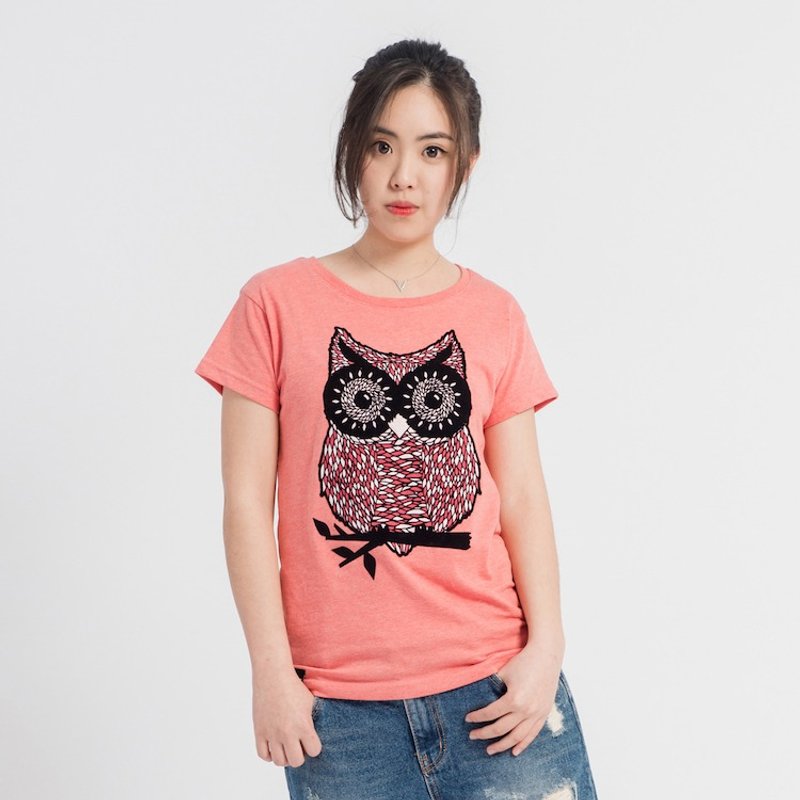 【森林系系列】猫头鹰经典T女款-麻花红