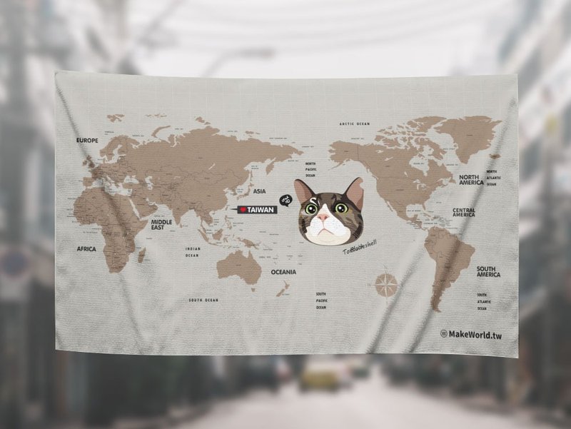 Make World地图制造猫咪浴巾(玳瑁猫)