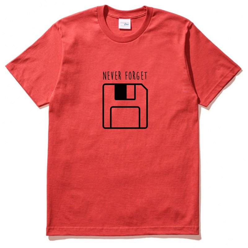Never Forget Floppy 短袖T恤 红色 设计 软碟片磁片磁盘 70 80 复古 电脑 USB