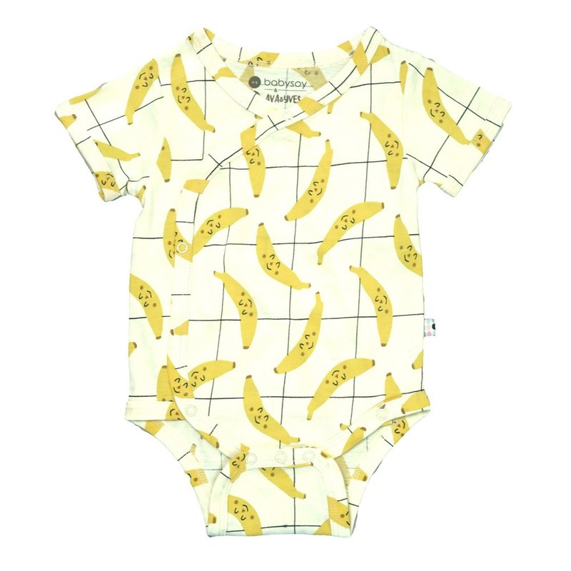 美国 Babysoy - 有机棉香蕉荷叶边短袖包屁衣