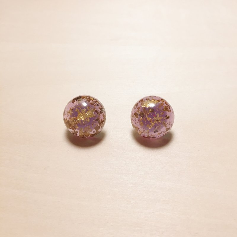 复古紫金箔丸子耳环