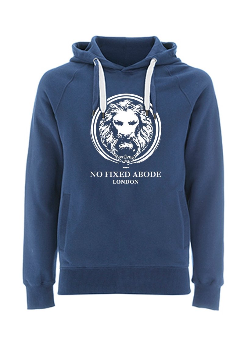NO FIXED ABODE Hoodie Lion Front - Blue Unisex