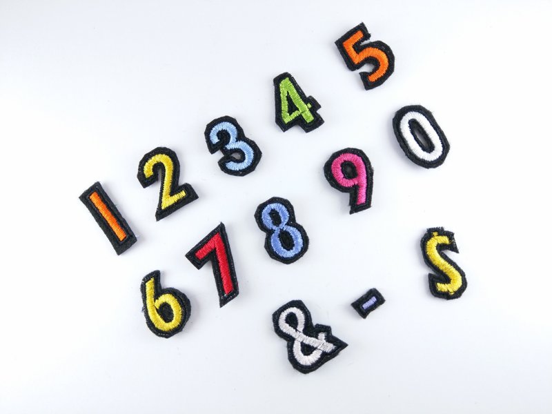 彩色阿拉伯数字符号烫片刺绣贴片字母贴片牛仔布刺绣片补丁