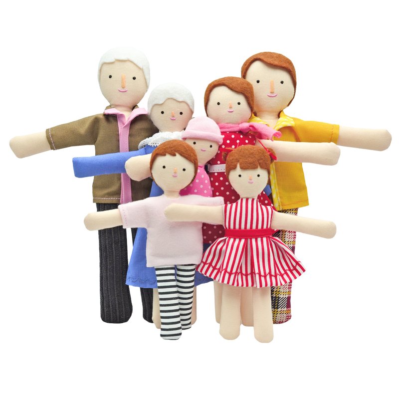 Christmas - Family of dolls with light tan skin color - 娃娃 - 雪人家庭 - Doll house