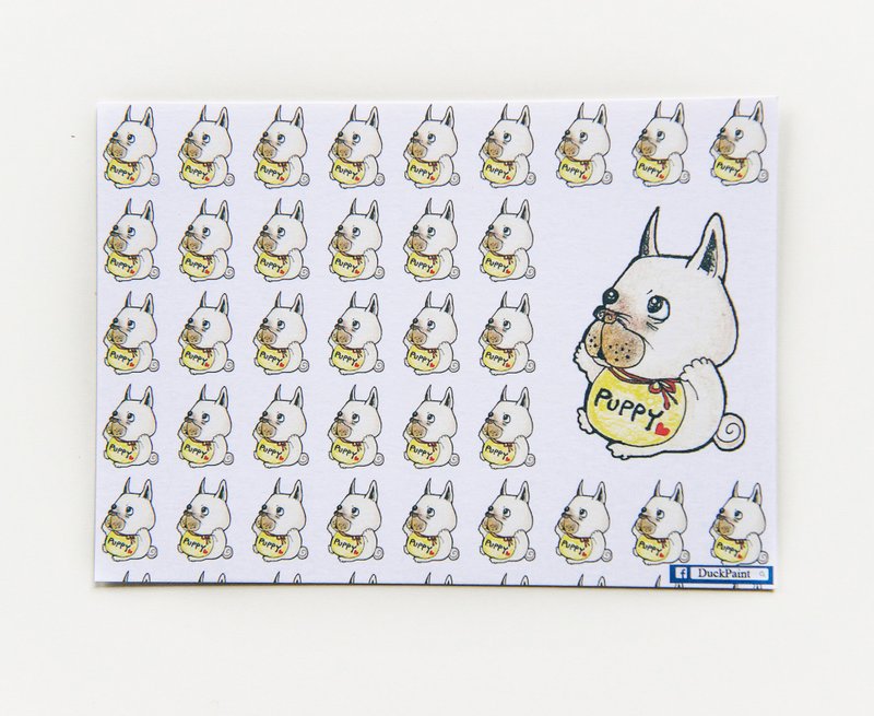 明信片法斗baby讨抱抱色铅笔插画French Bulldog/postcard
