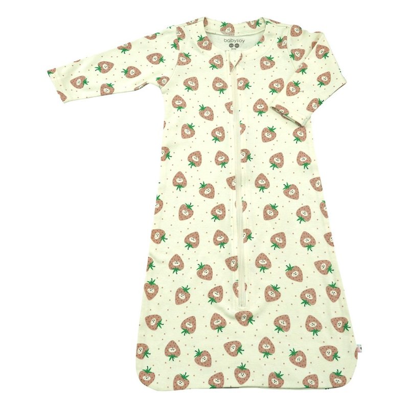 美国Babysoy-有机棉草莓长袖防踢睡袋