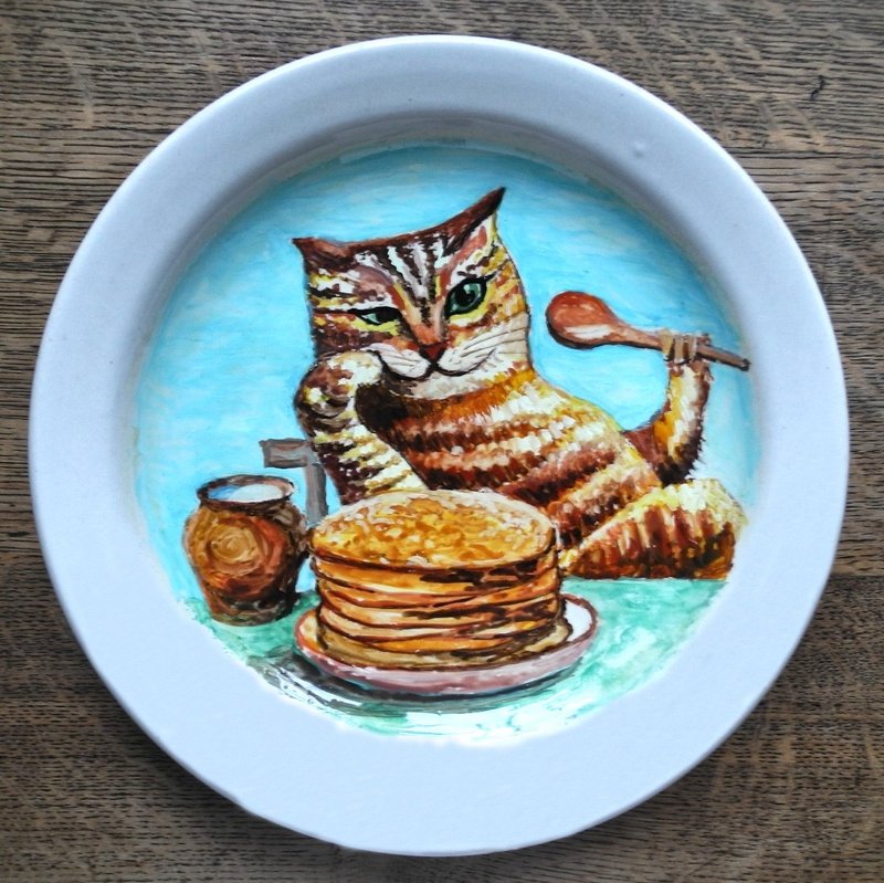 Wall Decorative Plate with Cat