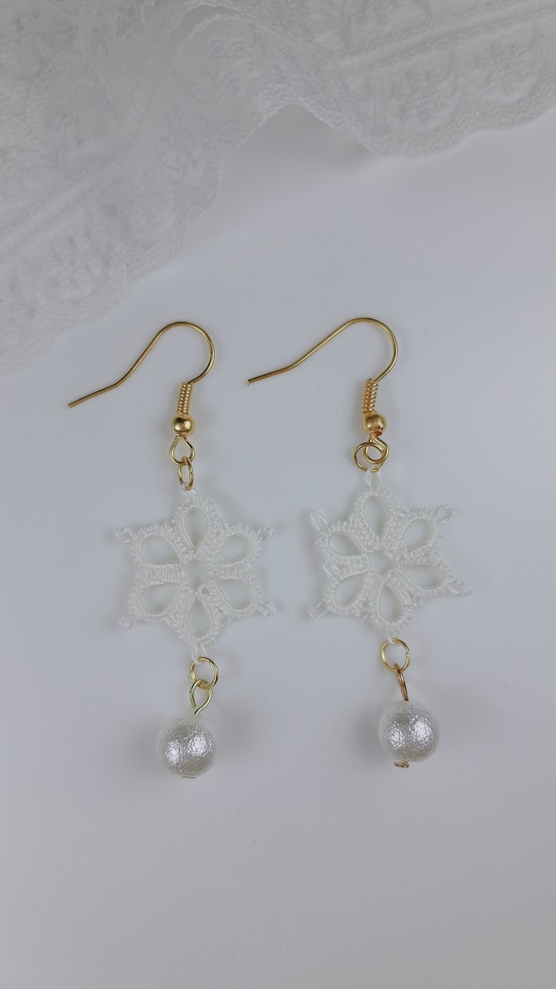 【Littlest Things】 Tatting a Little Thing 系列白色雪花耳环