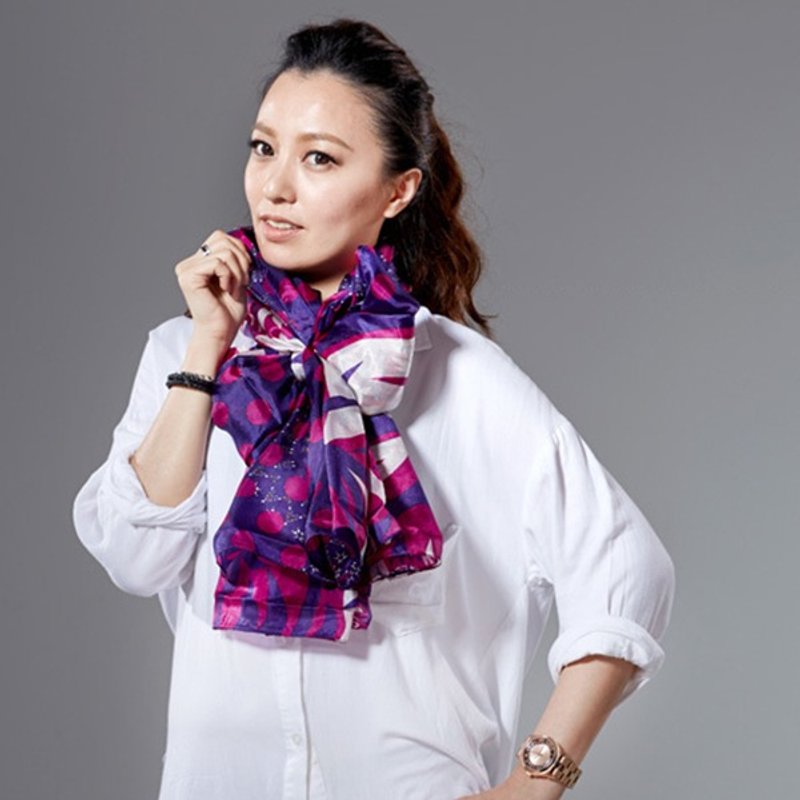 【Angel Woolen】银丝柔光蚕丝披肩 围巾(桃紫)