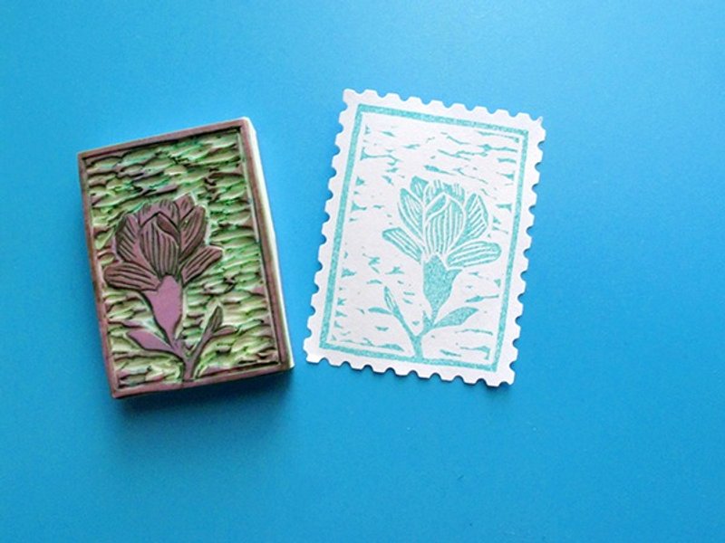Apu手工章 版画风格山茶花印章【孤品】