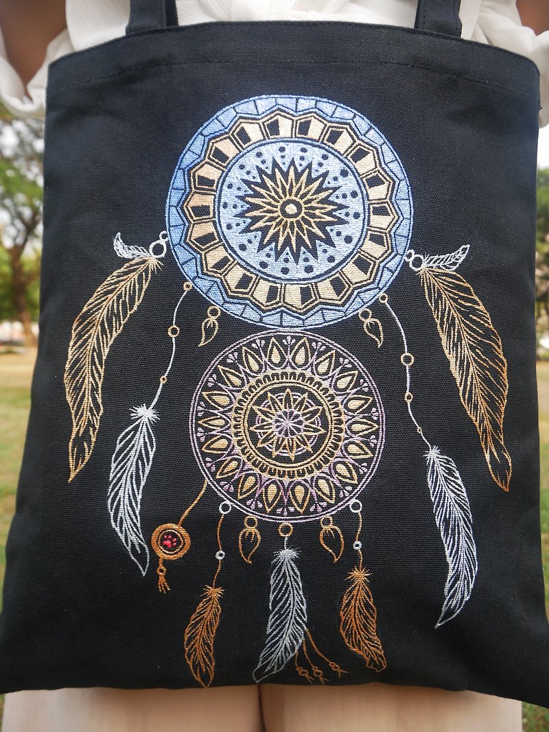 定制化 纯手工绘制 曼陀罗 布包 帆布袋 禅绕 Henna Mandala - 侧背包/斜挎包 - 棉．麻 多色