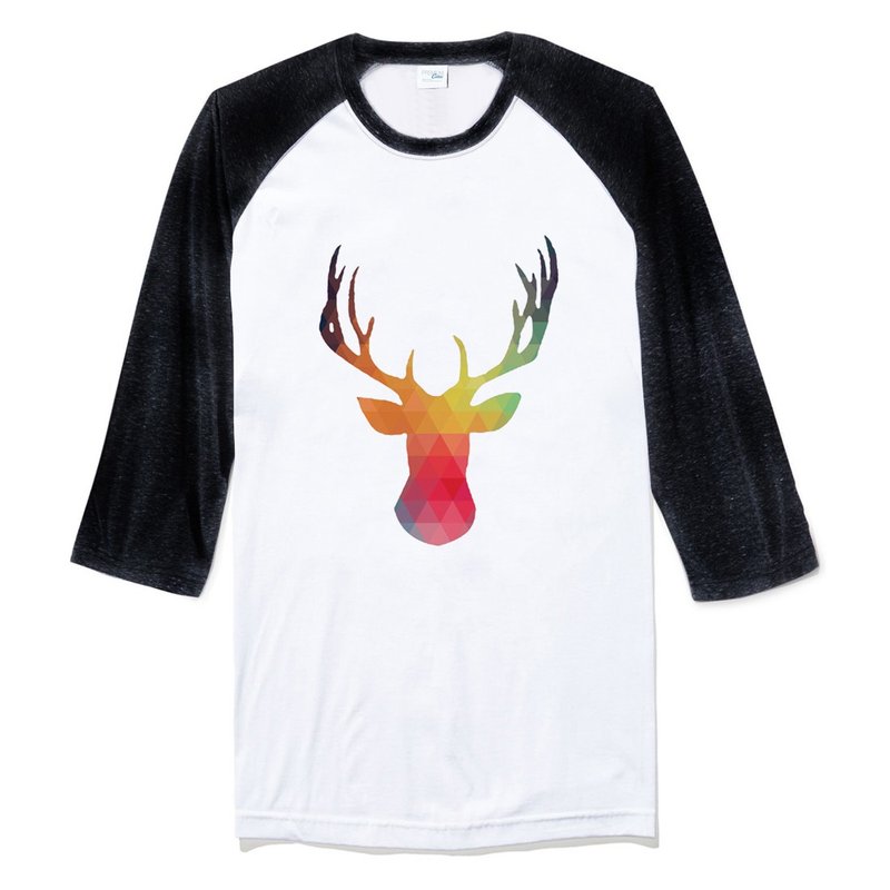 Abstract Stag 中性七分袖T恤 白黑色 秋冬 礼物 抽象 鹿 几何