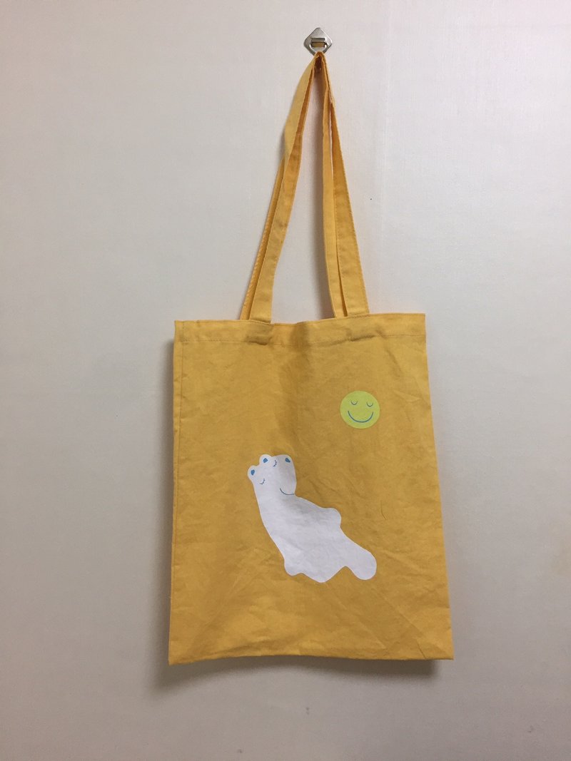 polar bear shoulder bag (linen + cotton)