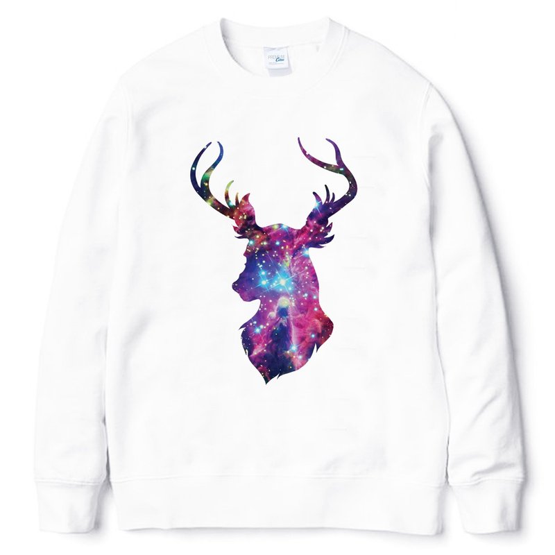 Cosmic Stag #3 大学T 中性版 刷毛 白色 鹿 宇宙 平价 时尚 设计 自创 品牌 银河系 时髦 圆 三角形