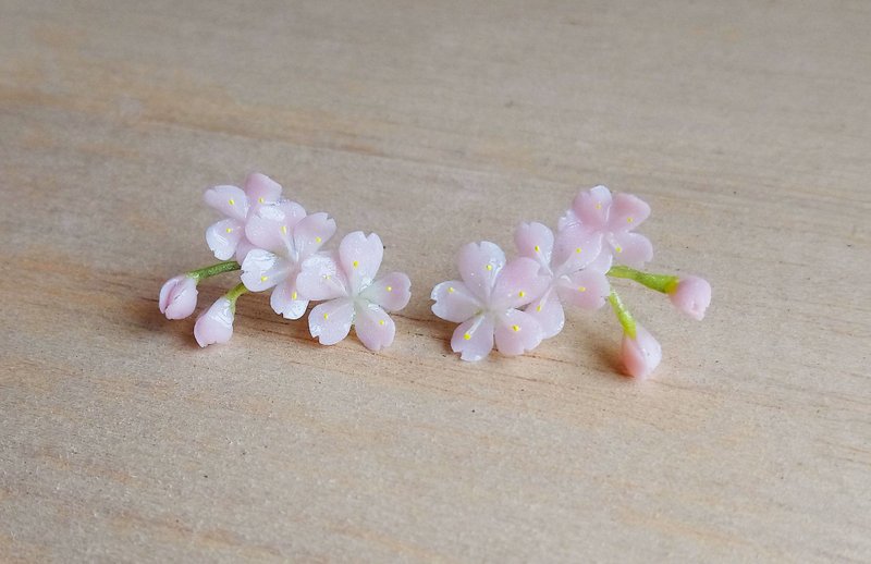樱花连绵 纯银耳环/耳针