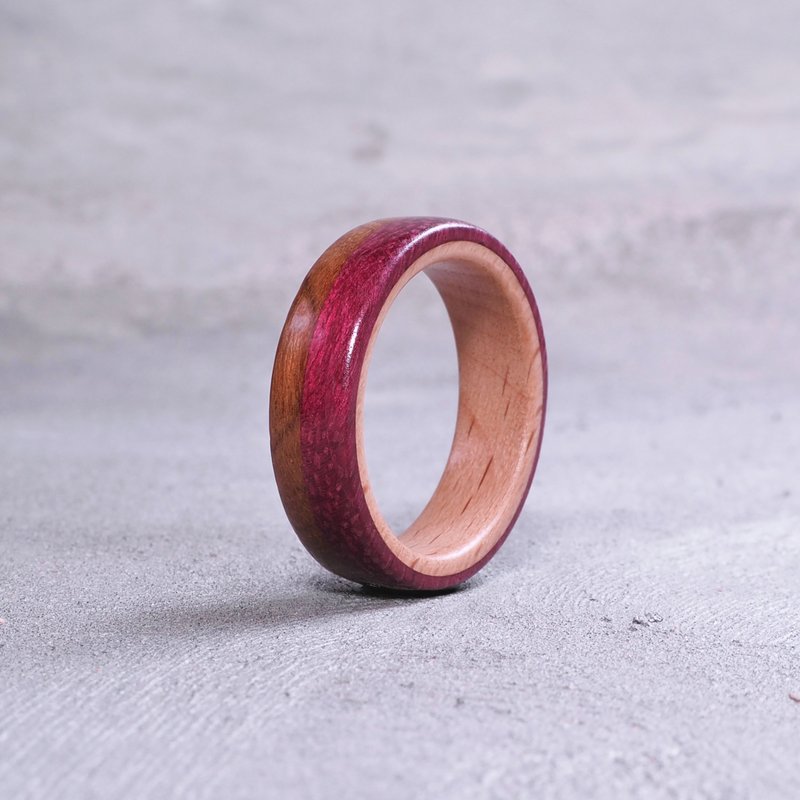 Classic wooden ring Teak & Purple Heart x Beech