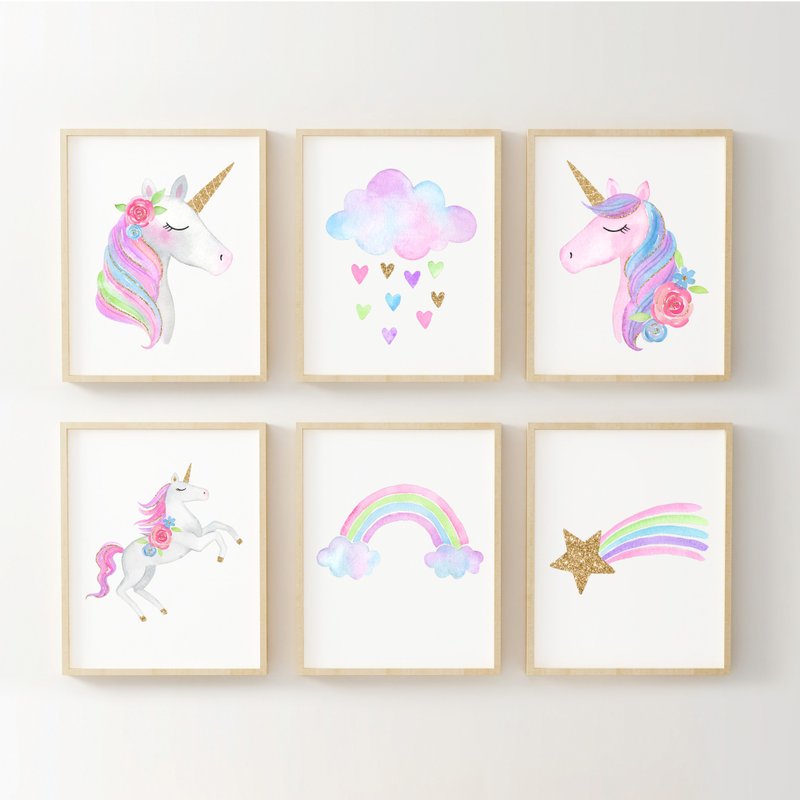 unicorn print #2 set of 6 可定制化 挂画 海报