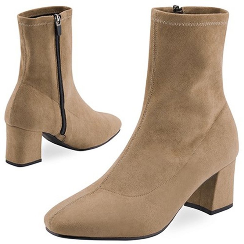 PRE-ORDER SPUR 弹力绒面袜靴 OL1063 BEIGE