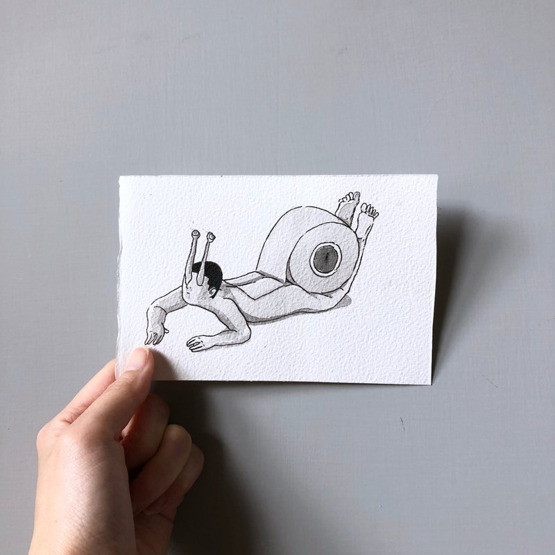 厚颜男孩手绘原画-人物系列-胶布。 挂画/插画艺术/限量原作