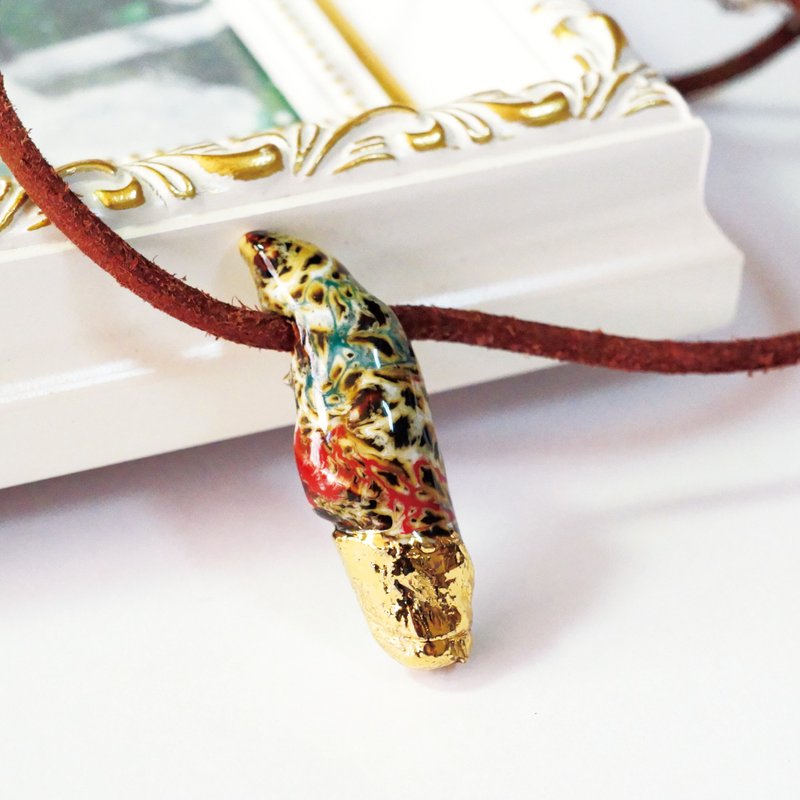 Gold gilt ceramic necklace