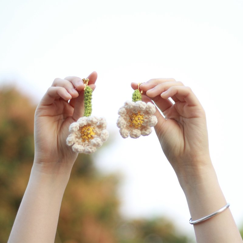 礼物 独立原创 小雏菊手工鉤織耳环耳饰