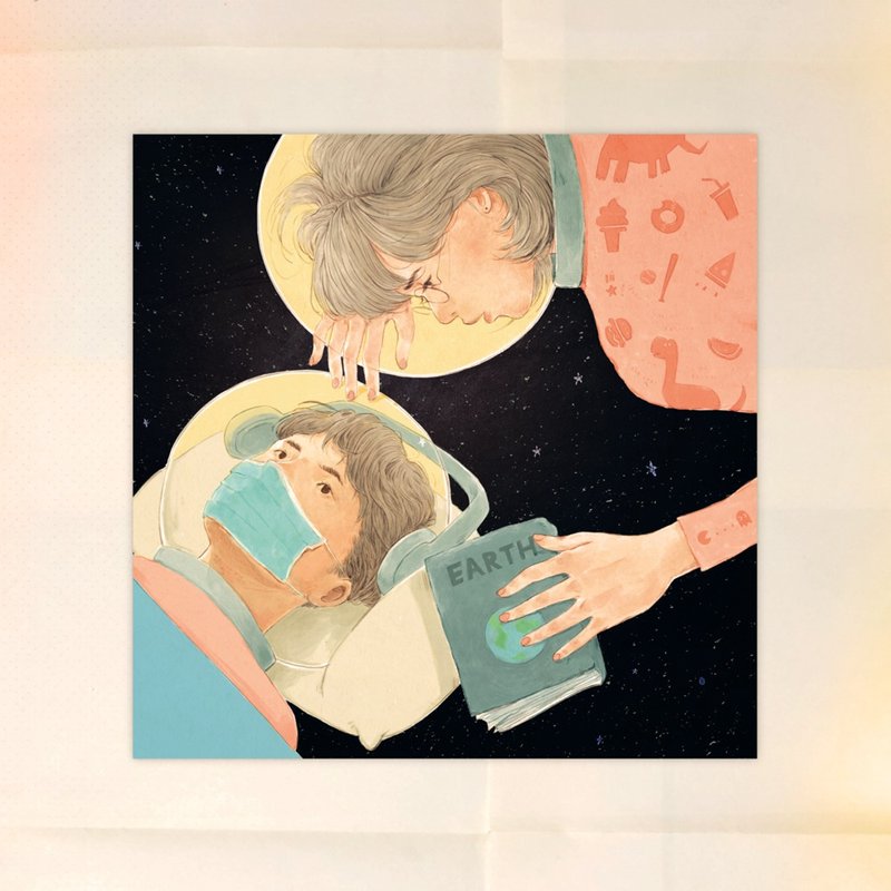 宇宙插画明信片-晚安故事