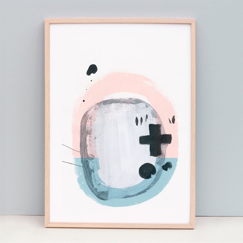 Fine Art Print Abstract Art, Blue and Light Pink - Sound (Unframed)