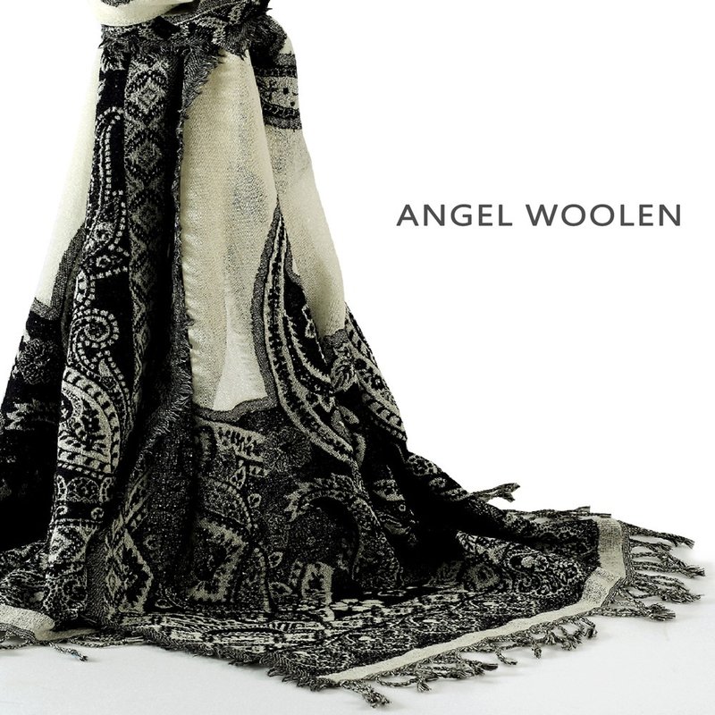 【Angel Woolen】圆满之星印度手工100%Wool 羊毛披肩 围巾(黑白)