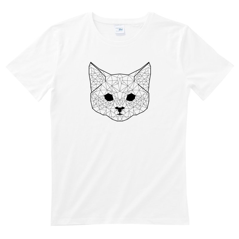 Geometric Cat #2 男女短袖T恤 白色 几何 猫 宇宙 设计 自创 品牌 银河系 时髦 圆 三角形