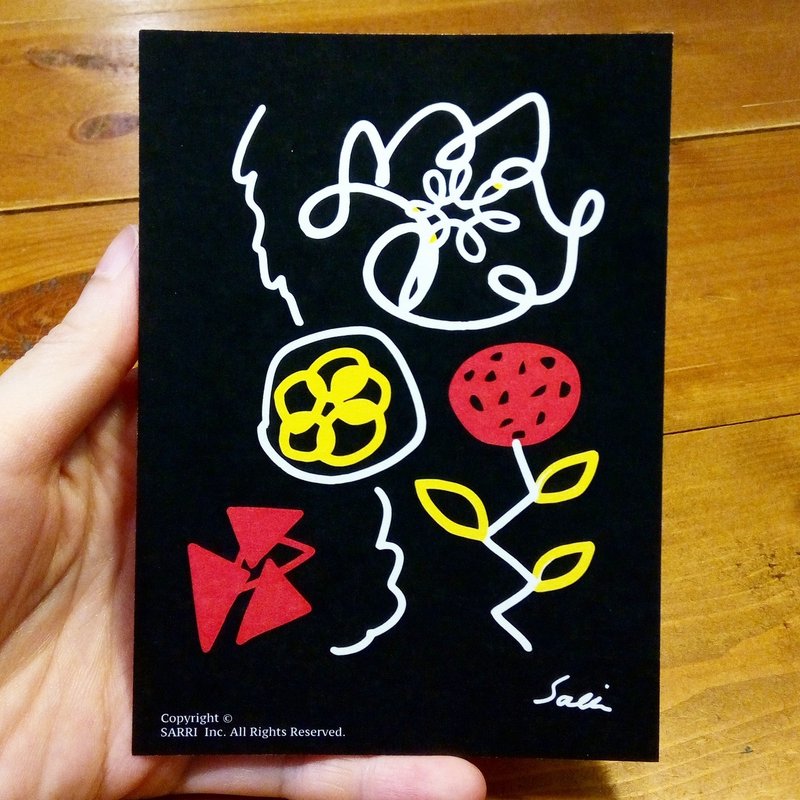 黑夜的花花 (可制作A3大小的海报) 生日卡 设计 着色 插画 绘本 卡片 万用卡 艺术 爱 特别 有趣 怪 特色 怪异 可爱 台湾 可爱 好玩