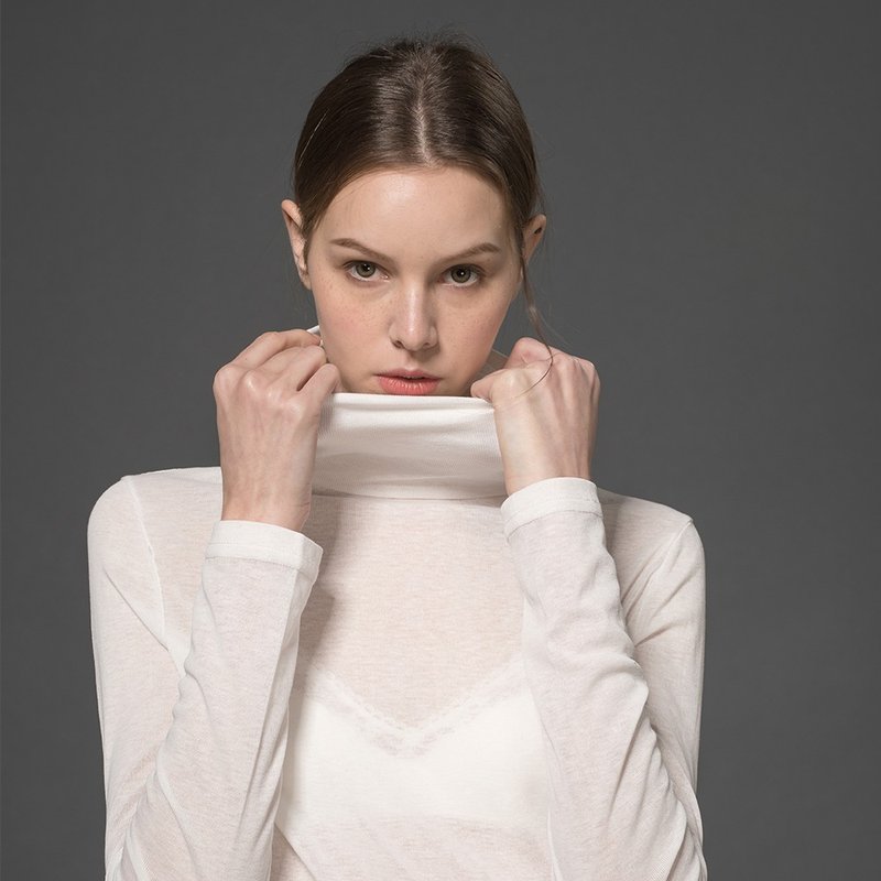 White Turtleneck Slim Fit Shirt