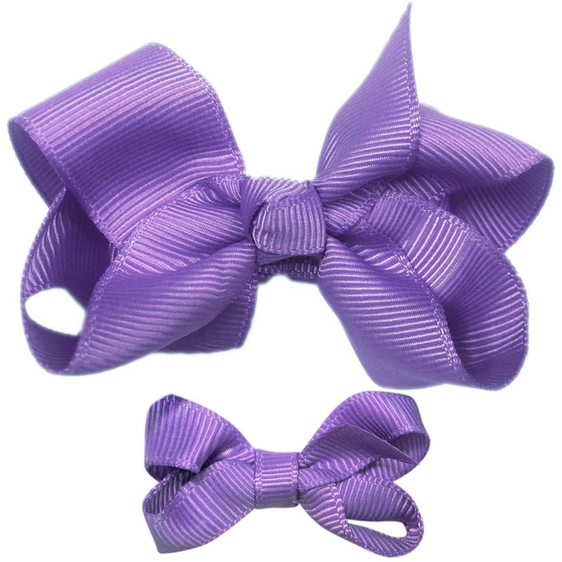 Cutie Bella 蝴蝶结全包布 手工发饰中小套装2入发夹-Violet