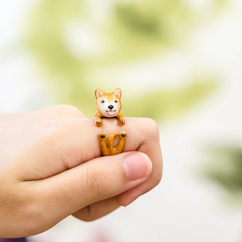 Shiba Inu Dog Hand Painting FreeSize Ring (Enamel, Adjustable Ring)